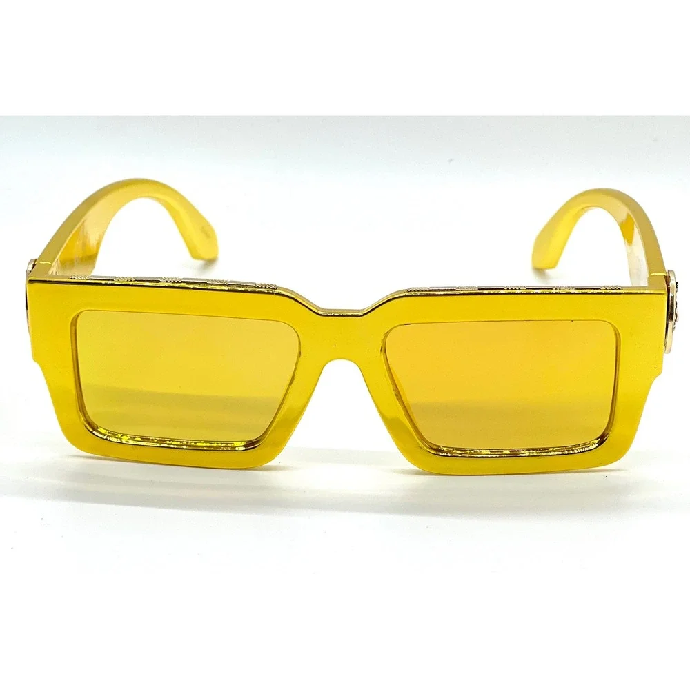 Bold Gold Square Frame Sunglasses Gold Reflective Kleo Style Men Luxury‎ Fashion
